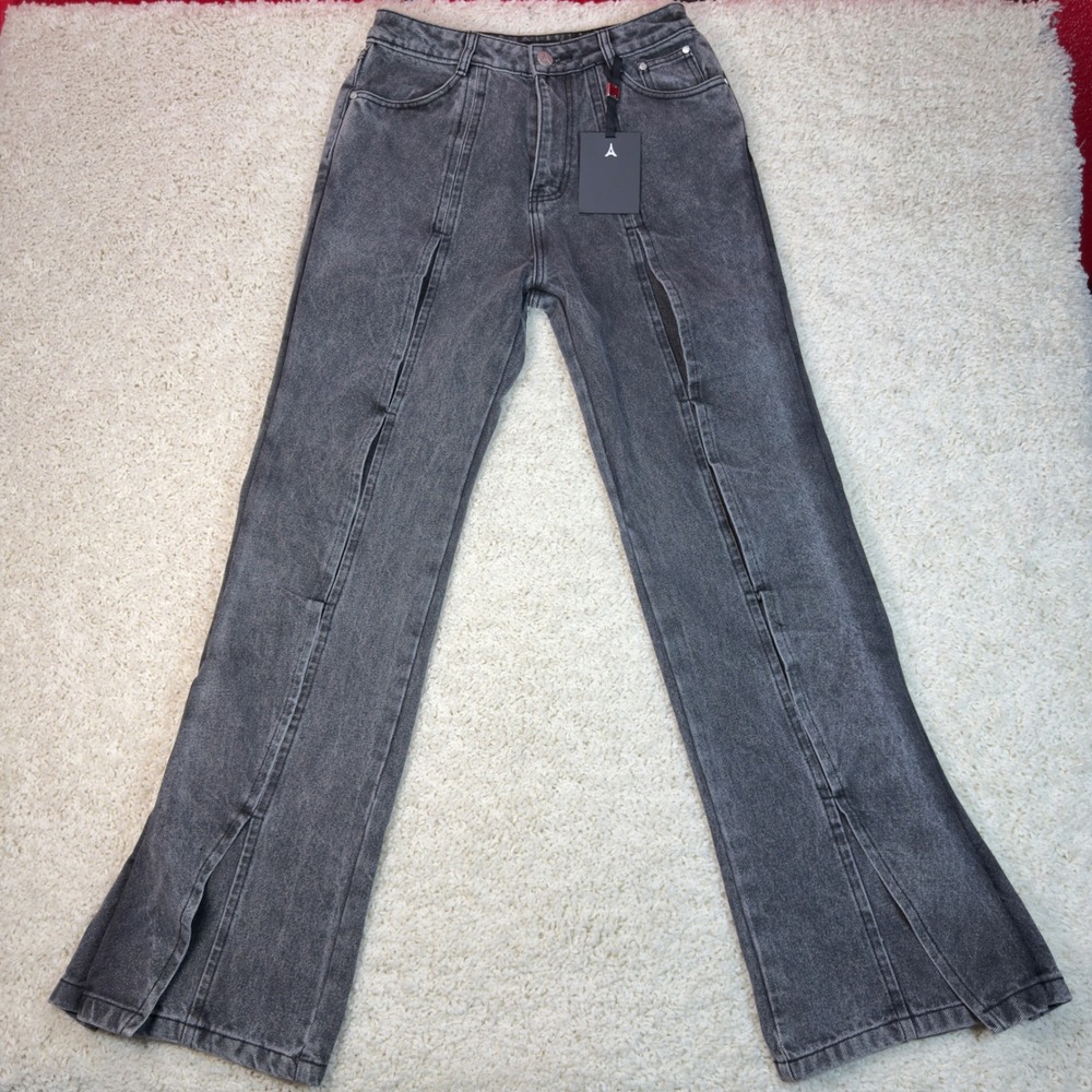 Maniere De Voir Jeans Women 6 Gray Split Hem Streetwear Acid Wash High Rise Y2K
